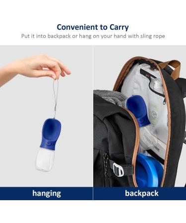 WePet Portable Dog Water Bottle with Food Container - 12 oz 19 oz - Leak Proof Puppy Water Dispenser for Outdoor Walking, Hiking, Travel - Food Grade Plastic - Navy Blue - Buy Online on GoSupps.com