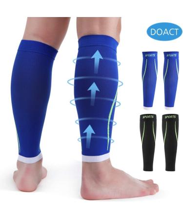 DOACT 2 Pack Calf Bandage - Compression Stockings for Shin Splints Sports & Edema - Calf Compression for Men & Women - Blue (S/M) - Buy Online on GoSupps.com