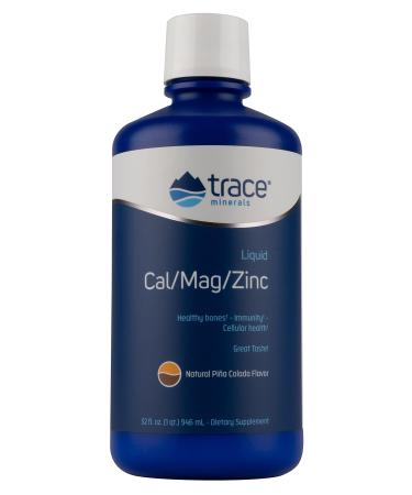 Trace Minerals Research Cal Mag Zinc Liquid, 32 FZ Natural Pia Colada 32 Fl Oz (Pack of 1)