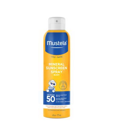 Mustela Baby Mineral Sunscreen Spray SPF 50 Broad Spectrum - Body Sun Spray for Sensitive Skin - Water Resistant & Fragrance Free - 6 fl.oz.