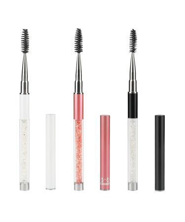 G2PLUS 3PCS Eyelash Brushes with Cap Eye brow Brush Eyelash Mascara Brushes Wands Applicator Makeup Tools for Travel Multi-colored