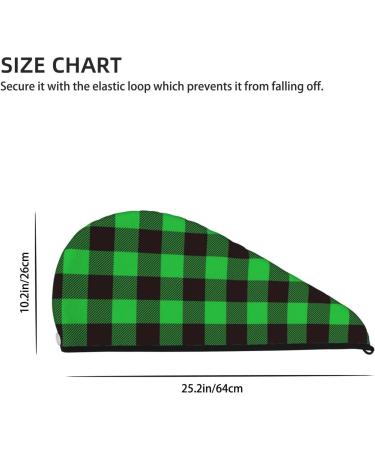 Buffalo Plaid Green Black Microfiber Hair Towel | Super Absorbent Coral Velvet Wrap for Long Curly & Thick Hair - Quick Dry Cap for Women - Buy Online on GoSupps.com