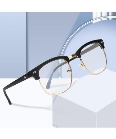 Buy Blue Light Blocking Glasses - 2 Pack Semi-Rimless Anti-UV Eyewear for Men & Women - Black/Gold & Clear - Buy Online on GoSupps.com