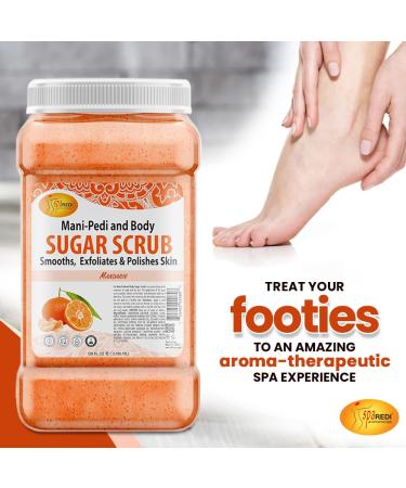 SPA REDI Sugar Body Scrub - Mandarin 128 Oz | Exfoliating Moisturizing & Hydrating Body Exfoliator for Smooth Fresh Skin - Buy Online on GoSupps.com
