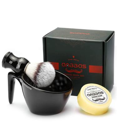 Absba's shaving brush set nylon bristle brush with food-safe melamine pop cup for embarking 100g of shaving soap refill pack for wet shaving from men hair removal for women girls black