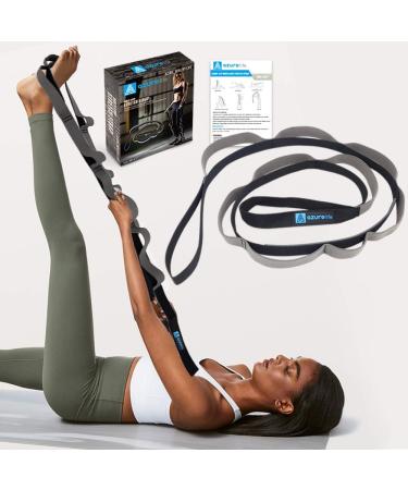 AZURELIFE 11-Loop Half Elastic Stretch Strap for Yoga, Physical Therapy & Dance - Gray | Instruction Guide Included - Buy Online on GoSupps.com
