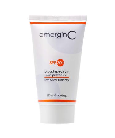emerginC Sun SPF 30+ Non-Greasy Sunscreen - Face Sunscreen with Zinc Oxide  Vitamin C + Aloe - Non-Tinted Sunblock Cream (4.2 oz  125 ml)