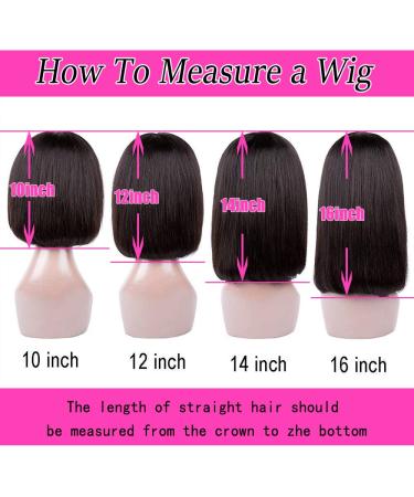 Brazilian Virgin Human Hair Bob Wig 10 13x4 Lace Frontal Pre Plucked with Baby Hair in Natural Black - Buy Online on GoSupps.com