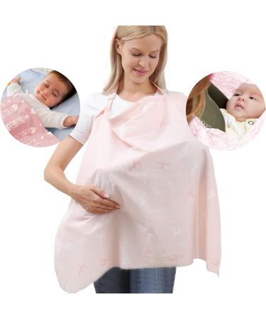 Soft and Breathable Nursing Cover for Full Privacy Adjustable Neck Strap, Pink Muslin Fabric - Buy Online on GoSupps.com