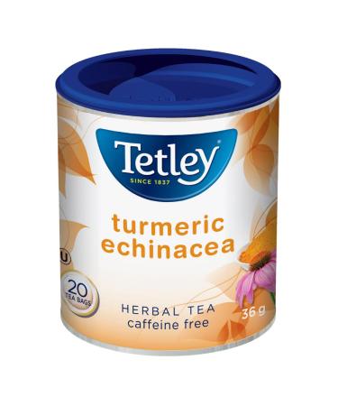 Tetley Turmeric Echinacea Herbal Tea - 20 Tea Bags 36 Grams Naturally Caffeine Free TurmericEchinacea