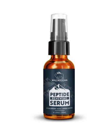 Wild Mountain Peptide Face Serum for Men - Mens Face Care with Hydrating Hyaluronic Acid & Collagen Boosting Amino Acids - Antiaging for Men & Skin Brightening Serum for Men - 1 oz