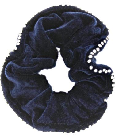 Topkids Accessories Large Luxury Velvet Scrunchie Diamante Stone Edged Sparkly Crystal Scrunchie Luxury Hair Bobbles Hair Scrunchies For Girls Women Ladies (Navy Blue) - Buy Online on GoSupps.com