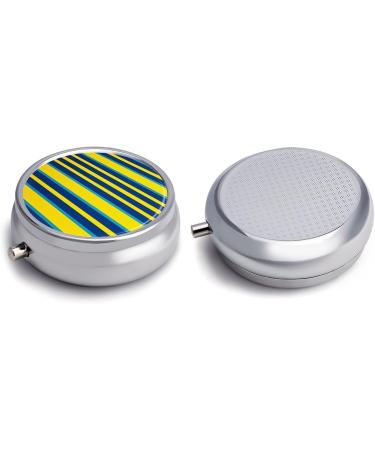 Buy Portable 3 Compartment Pill Box - Travel-Friendly Yellow & Blue Striped Organizer for Purse & Pocket - Buy Online on GoSupps.com