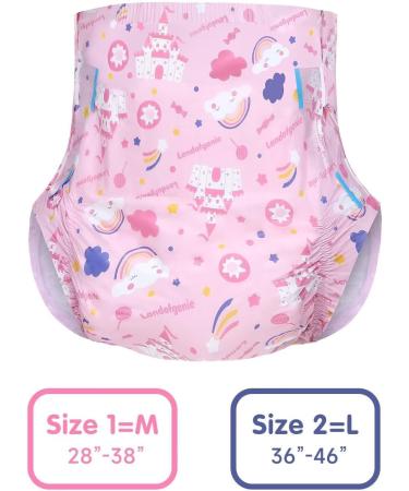 Landofgenie Adult Diapers - Pink Printed Medium Size (28-38) - 10 Pieces - Comfortable Nighttime Underwear for Adults - Buy Online on GoSupps.com