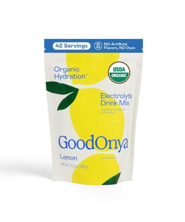 GOODONYA Organic Hydration Electrolyte Drink Mix, Certified Organic Hydration Powder, Non-GMO, Biochecked Glyphosate Free, Low Sugar, Lemonade Flavor, No Artificial Flavors, 42 Servings 42 Servings (Pack of 1)