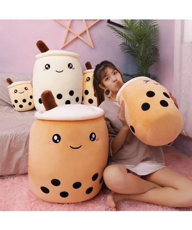AMOZO Cute Cartoon Boba Milk Tea Plush Doll - 35cm Beige Giant Bubble Plushie Stuffed Tea Cup Pillow Gift Toy - Buy Online on GoSupps.com