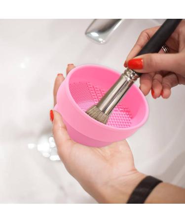 Makeup Brush Cleaner Mat Silicone Makeup Brush Cleaner Bowl Portable Divided Drying Compact In Size Makeup Brush Cleaner Effortlessly Cleaning Clean Dry Storage Makeup Brush Cleaning Bowl Pink - Buy Online on GoSupps.com