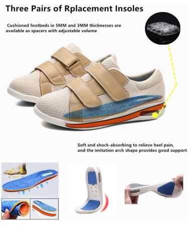 ZGDG Women's Diabetic Shoes - Wide Width Edema Comfy Shoes | Adjustable Strap | Lightweight Non-Slip Orthopedic Walking Shoes for Elderly - 10.5 Wide Beige - Buy Online on GoSupps.com