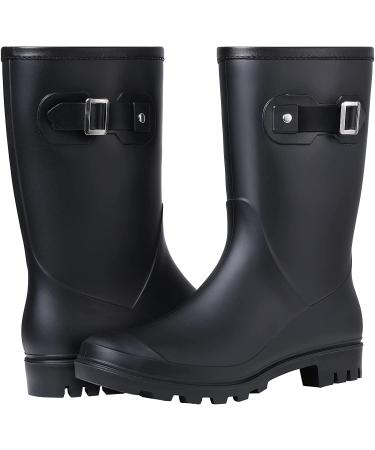 Evshine Women's Mid Calf Rain Boots - Waterproof Garden Shoes - Size 8 (Matte Black) - Buy Online on GoSupps.com
