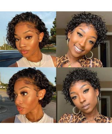 West Kiss Short Curly Human Hair Pixie Cut Wig for Black Women | 13x1 Short Lace Front Bob Wig with Baby Hair | Pre Plucked 6 Inch Curly13x1 - Buy Online on GoSupps.com