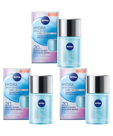 NIVEA HYDRA SKIN EFFECT 20 SEK Immediately Effect Hyaluron Mask 100 ml face mask to prepare for day and night care mask with pure hyaluron (pack with 3) 101 g (1 erpack) (pack with 3)