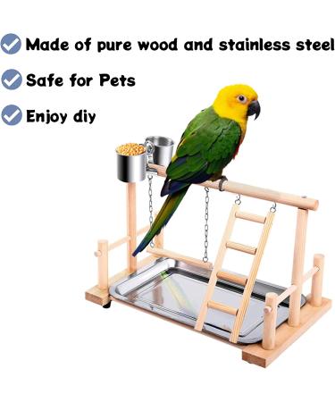 Parrots Playground Gym with Ladder Swings & Feeding Cups - For Parakeets, African Grey, Conures, Cockatiels - Cage Accessories & Toys - Buy Online on GoSupps.com