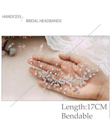 Handcess Bridal Stirring Band - Crystal Bead & Silver Leaf Hair Jewelry for Brides & Bridesmaids - Buy Online on GoSupps.com