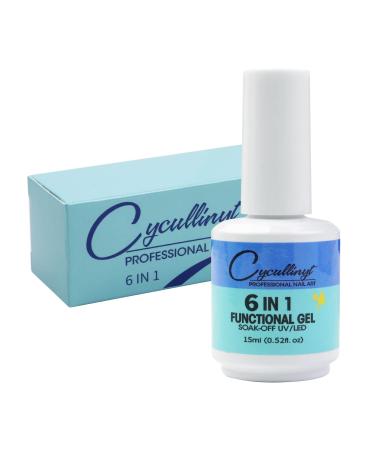Cycullinyt 1 pc 15ml Nail Glue Gel 6 in 1 for Acrylic Nails Long Lasting Extension Glue for False Nail Tips and Press on Nails Nail Repair Treatment for Nail Art DIY