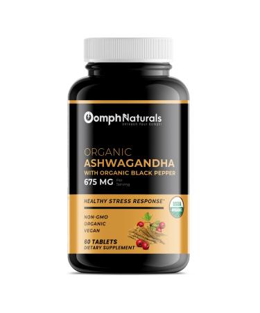 Oomph Naturals Organic Ashwagandha 675 mg per Vegan Capsule, 60 Day Supply, Supplement for Stress Relief, Mood Enhancer, Immune & Thyroid Support