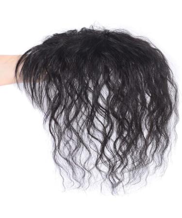 10inch Real Human Hair Topper 8x12cm Rose Base Loose Curly Clip in Hairpiece for Women Cover Thin Hair (Brown) - Buy Online on GoSupps.com