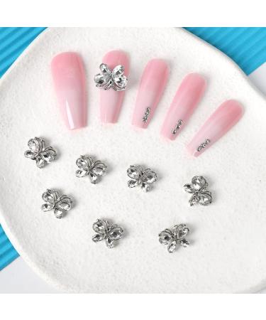 10pcs Shiny Zircon 3D Alloy Butterfly Nail Charms - DIY Manicure Jewelry Accessories - Buy Online on GoSupps.com