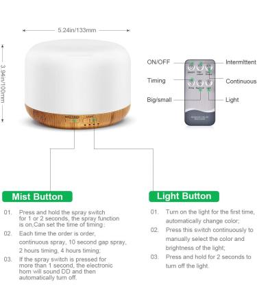 300ML Essential Oil Diffuser Remote Control Aromatherapy Humidifier with Adjustable Mist Mode, 7 LED Light Colors - Perfect for Bedroom, Office, Yoga, Spa - Yellow - Buy Online on GoSupps.com