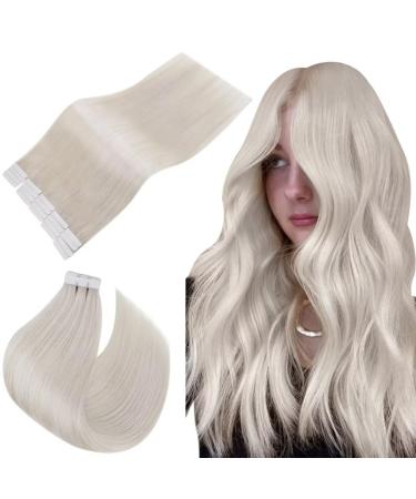 Easyouth Tape in Extensions Real Hair Blond Skin Weft Extensions Real Hair Tape 20 inch Color White Blond 50g/20 pieces Real hair Tape in Extensions #1000 50 cm 1-18 #1000
