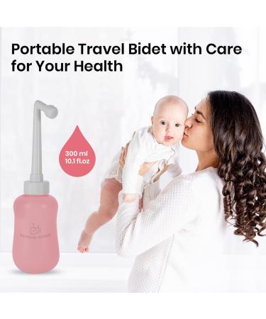 Upside Down Peri Bottle for Postpartum Care | Portable Bidet Spray for Perineal Cleansing | Essential Peach 10 oz - Buy Online on GoSupps.com