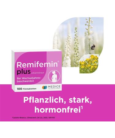 Remifemin Plus St. John's Wort 2x100 Tablets - Hormone-Free Natural Relief for Menopause - Stronger Mental Clarity - 200 Vegetable Pills - Buy Online on GoSupps.com