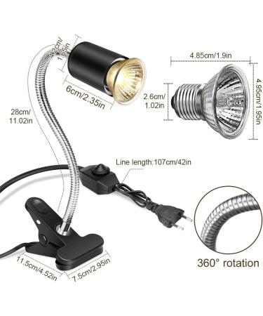 Zjrung 50W Turtle Heat Lamp - Rotatable UVA/UVB Reptile Terrarium Light with Clip & Temperature Tester for Turtles Lizards Snakes & Spiders - Buy Online on GoSupps.com
