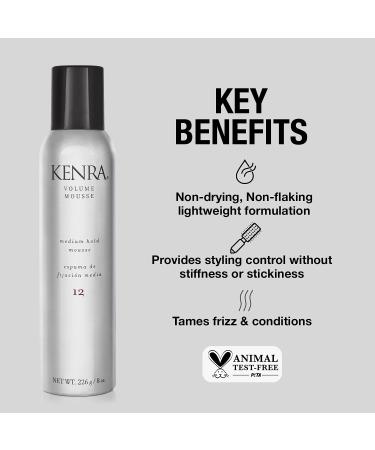Kenra Volume Mousse 12 - Medium Hold, Non-Drying, Lightweight Formula | Controls Styling, Tames Frizz, Conditions | All Hair Types | 8 oz - Buy Online on GoSupps.com