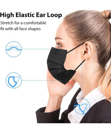 Egook Black Disposable Face Masks - 100 Pack 3 Ply Masks (Black) - 100 Pack - Buy Online on GoSupps.com