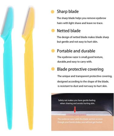 40 Pcs Eyebrow Razor Laicky Eye Brow Trimmer Shaver Facial Face Hair Remover Exfoliating Dermaplaning Tool Kit Stainless Steel Blades with Cap Eyebrow Shaper for Women Men Makeup (Blue Yellow) - Buy Online on GoSupps.com