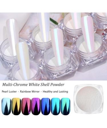 7 Colors White Pearl Chrome Nail Powder - BISHENGYF Aurora Metallic Nail Chrome Powder Holographic Mirror Effect Chrome Powder Iridescent Shell Powder Glitter Nail Pigment Powder D-Aurora - Buy Online on GoSupps.com