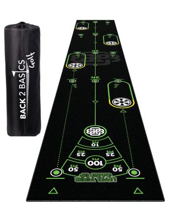 Back 2 Basics Golf | Play-Off Putting Mat | 10 ft | Mimics Real Putting Green | Packed with Drills & Games | Perfect Practice & Training Aid for Indoor or Outdoor | Designed by Golfers for Golfers