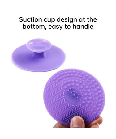 Makeup Brush Cleaner Mat - Round Silicone Cleaning Pad for Makeup Tools - Purple - Buy Online on GoSupps.com