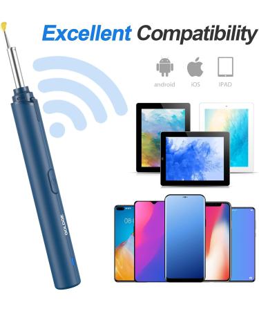 Golden Otoscope Ear Wax Remover - Ultra-Thin HD 1080p Endoscope with 6 LED Lights for iPhone iPad & Android - Safe for Kids & Adults - Buy Online on GoSupps.com