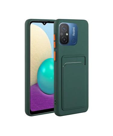 Tivenfezk Nadoli Silicone case for Xiaomi Redmi 12c Ultra thin shockproof scratch -resistant wallet soft TPU protective cover mobile phone cover with credit card holder xiaomi redmi 12c dark green