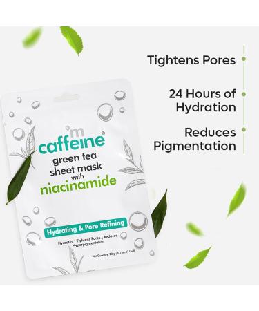Shop mCaffeine Green Tea Sheet Mask with Niacinamide - Hydrating & Refreshing Skincare for All Skin Types | International Shipping Available - Buy Online on GoSupps.com