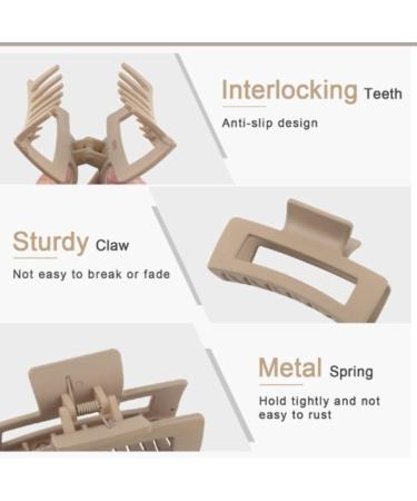 Set of Hair Claw Clips in Brown, Beige, Cream, and Black for Women, Girls, Unisex - Medium Size Rectangle Box Hair Clip - Buy Online on GoSupps.com