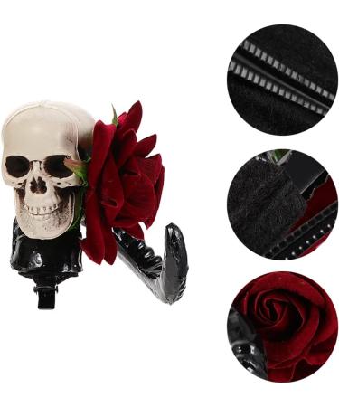 LALAFINA 1 Pair Sheep Horn Hair Clips Skull Rose Flower Hairpin Skeleton Flower Hair Clip Gothic Devil Horn Barrettes for Halloween Cosplay Photograph Props - Buy Online on GoSupps.com