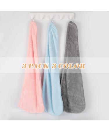 FREATECH Microfiber Hair Turban - Quick-Drying Towel for Women & Kids | Soft Absorbent Frizz-Free Hair Towel - 3 Colors: Pink Light Blue Gray - Buy Online on GoSupps.com