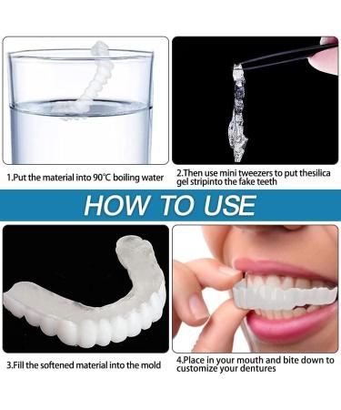 1 Pair Instant Dentures Cosmetic Fake Teeth Removable Upper and Lower Dental Veneer Temporary Denture for Men and Women with Bad Teeth - Buy Online on GoSupps.com