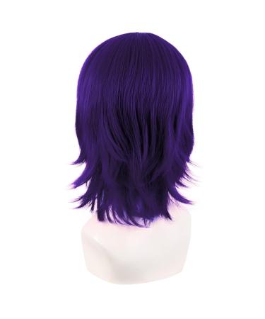 MapofBeauty 14 Dark Purple Short Cosplay Wig with Bangs - Wolf Tail Synthetic Hair for Parties - International Shipping Available - Buy Online on GoSupps.com